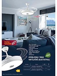 90w Gizli kanatlı bletooth hoparlörlü led ışıklı tavan vantilatör uzaktan kumandalı
