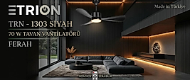 FERAH 70W  3 Kanatlı Led ışıklı tavan vantilatör Siyah uzaktan kumandalı